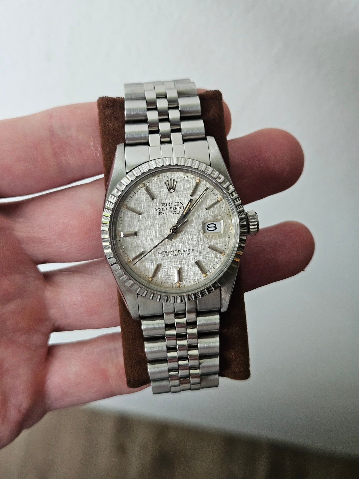 Rolex datejust 36mm 16030 silver linen dial