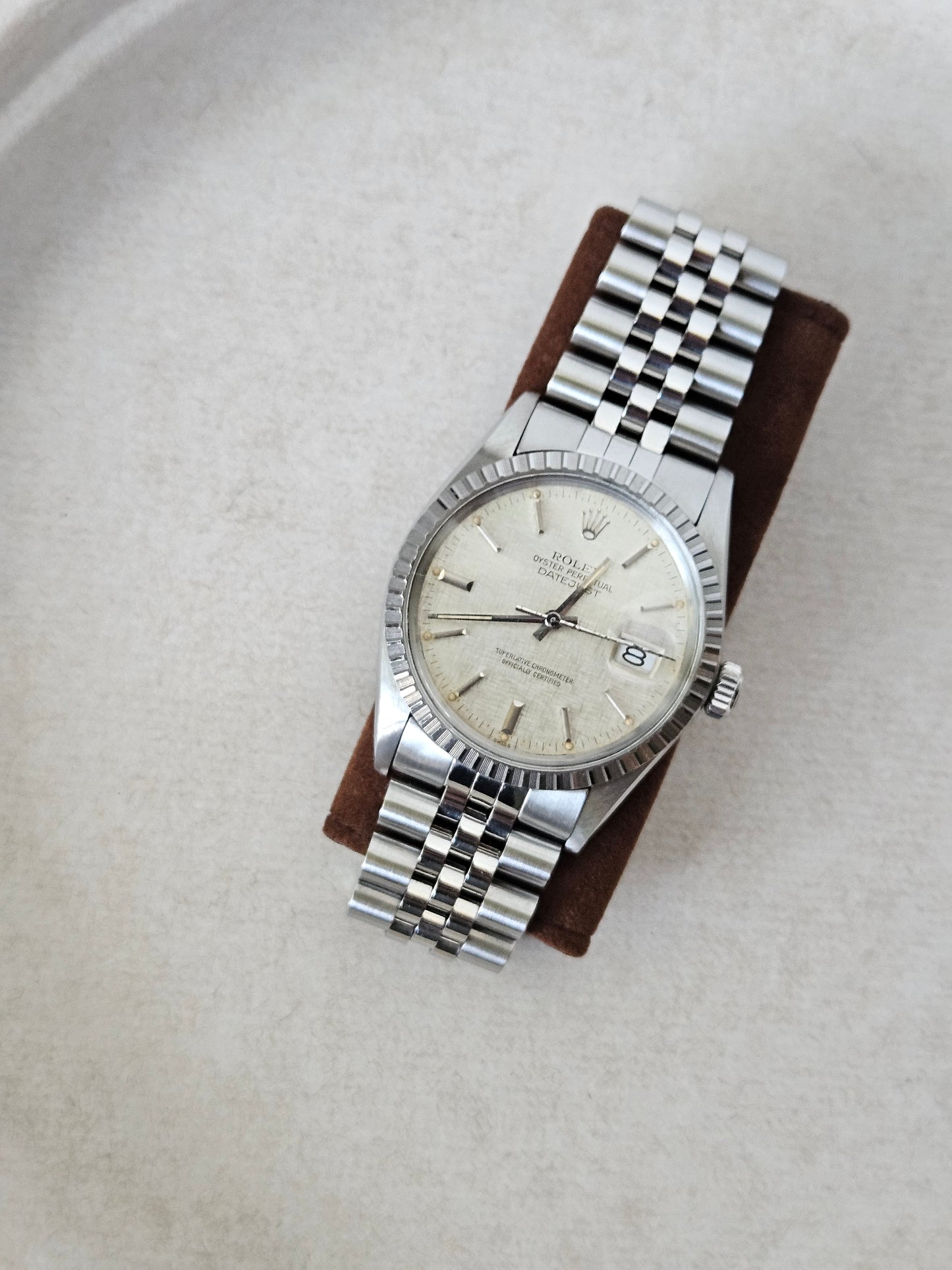 Rolex datejust 36mm 16030 silver linen dial