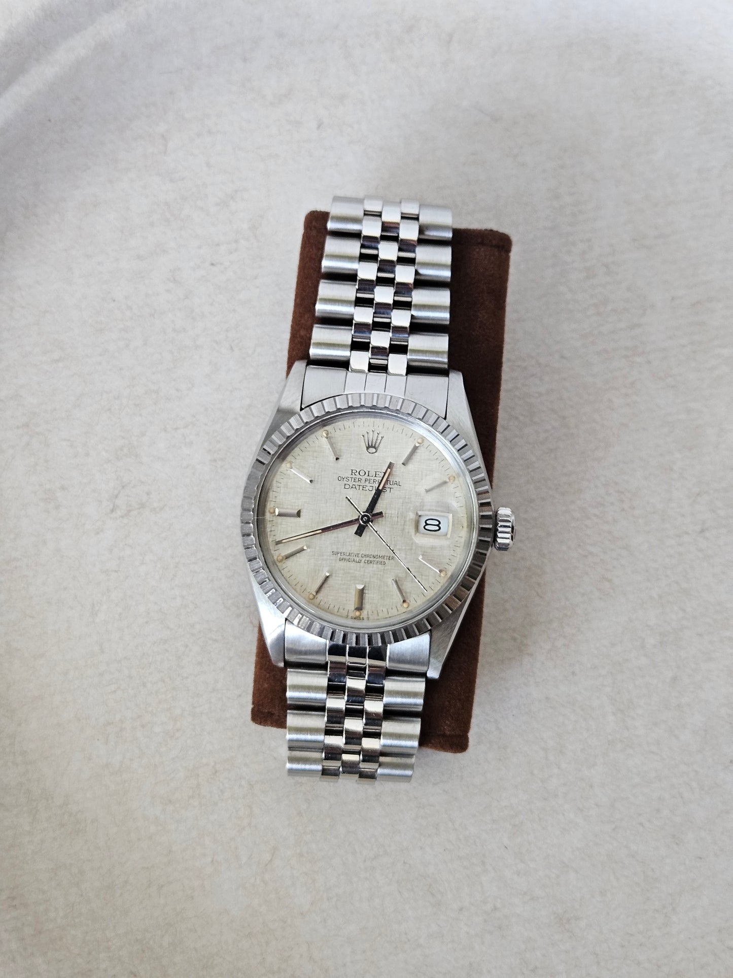 Rolex datejust 36mm 16030 silver linen dial