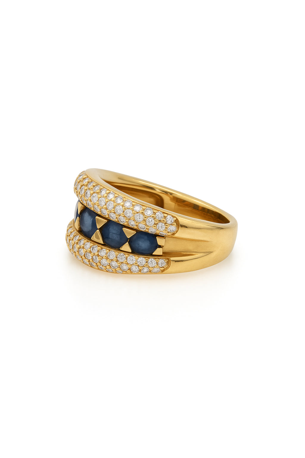 Vintage Sapphire and Diamond Pavé Band Ring, c. 1980