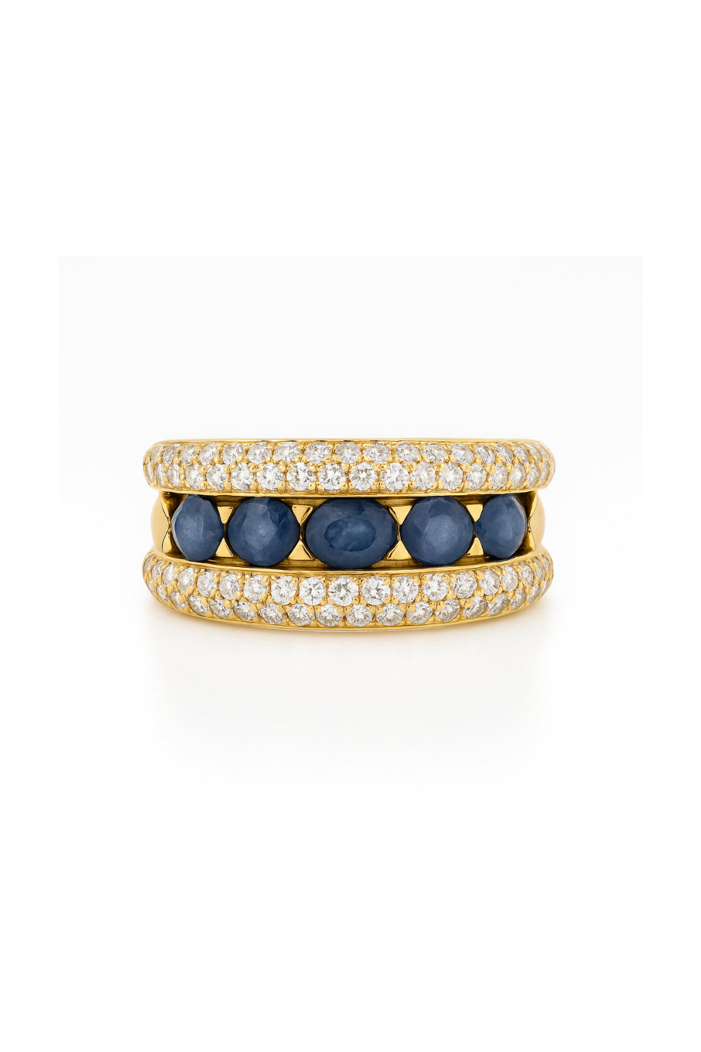 Vintage Sapphire and Diamond Pavé Band Ring, c. 1980