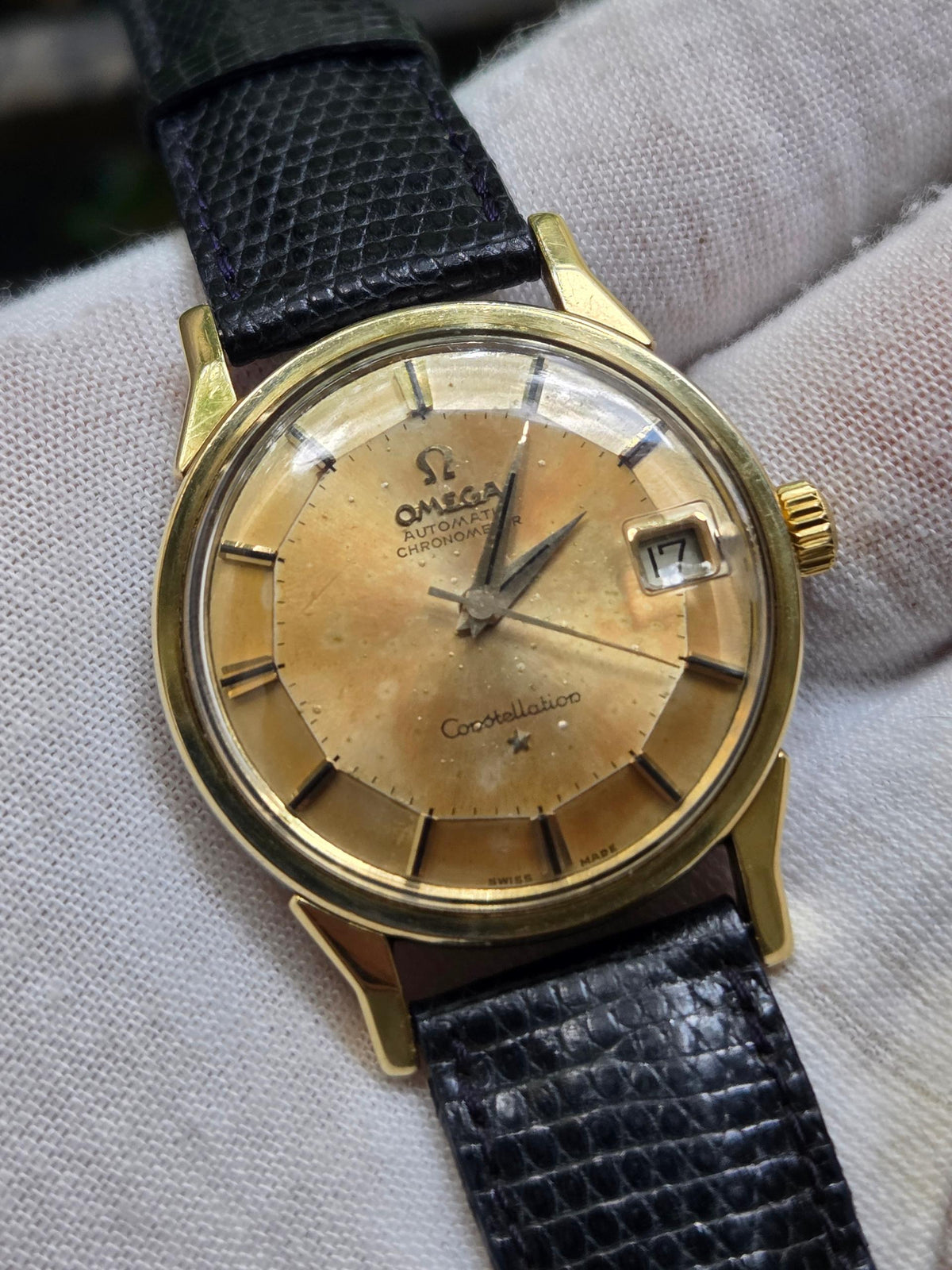 Omega Constellation Serviced Pie pan dogleg gold cap (452)