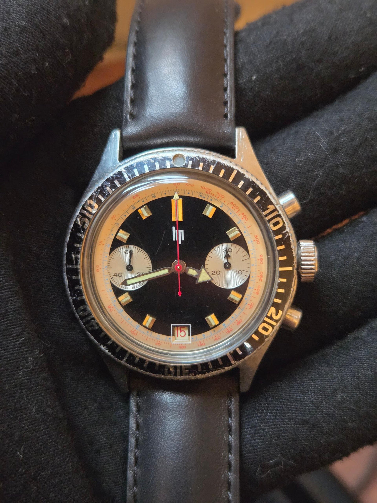 Lip Chronographe vintage valjoux 7734 Late 1960s manual chrono