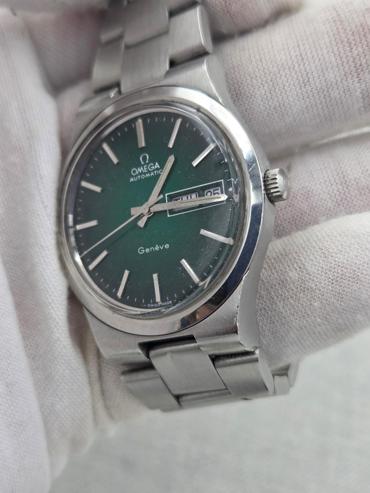 Omega Genève Serviced Day-date green spider dial Genève