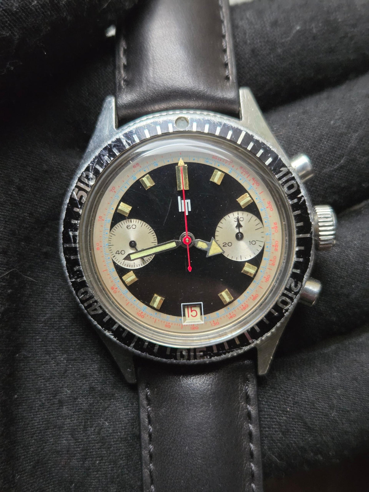 Lip Chronographe vintage valjoux 7734 Late 1960s manual chrono