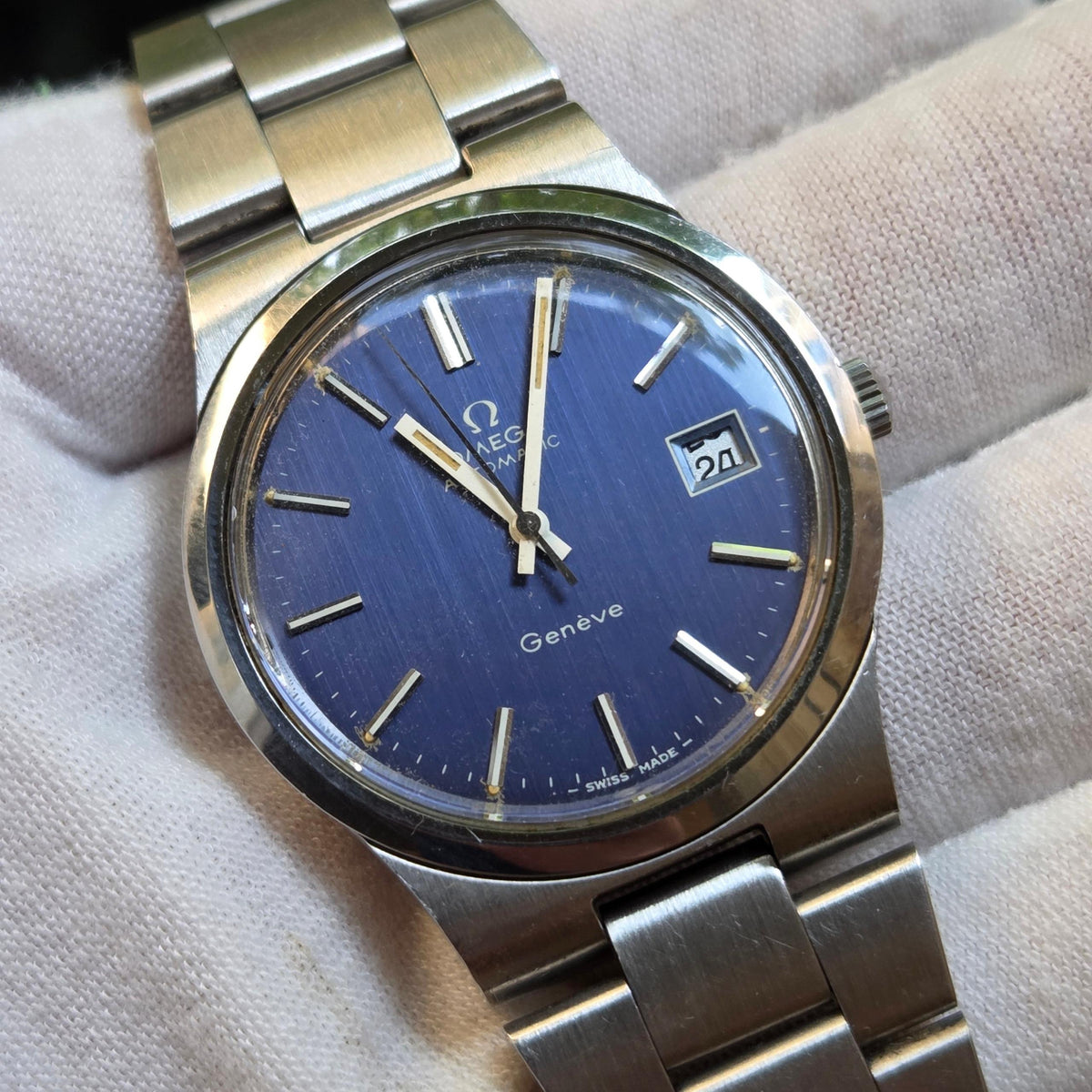 Omega Geneve Serviced 1y warranty original blue dial 166.0173 (407)