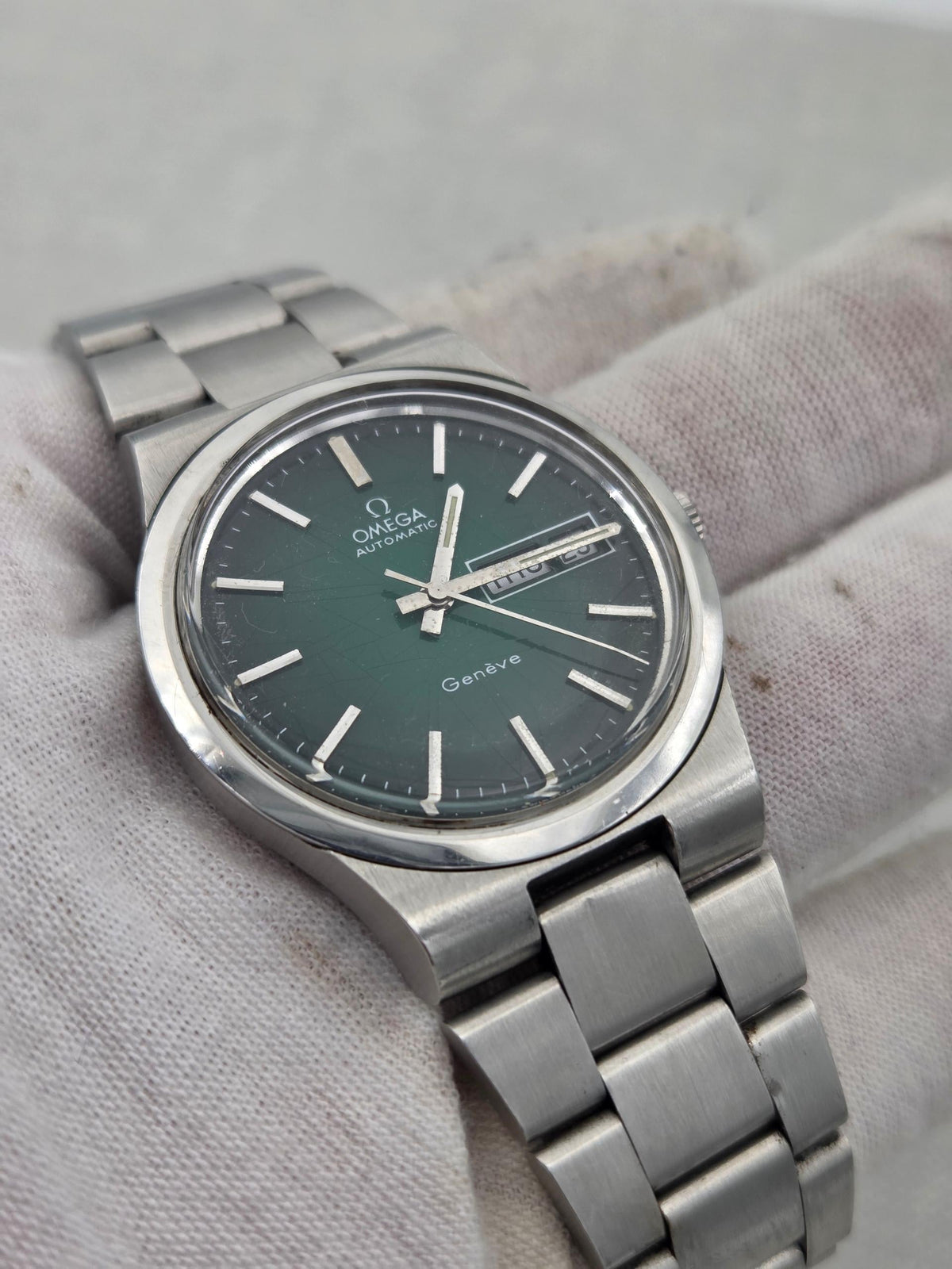 Omega Genève Serviced Day-date green spider dial Genève