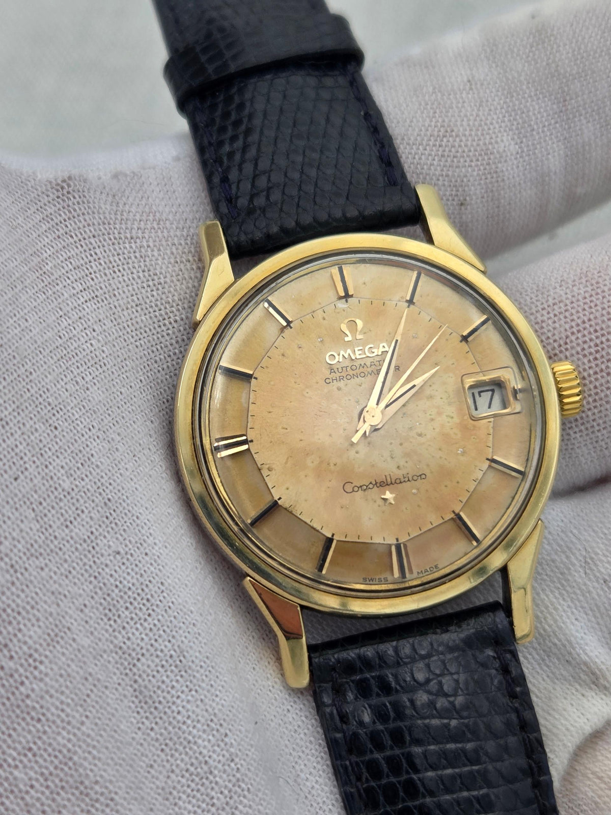 Omega Constellation Serviced Pie pan dogleg gold cap (452)