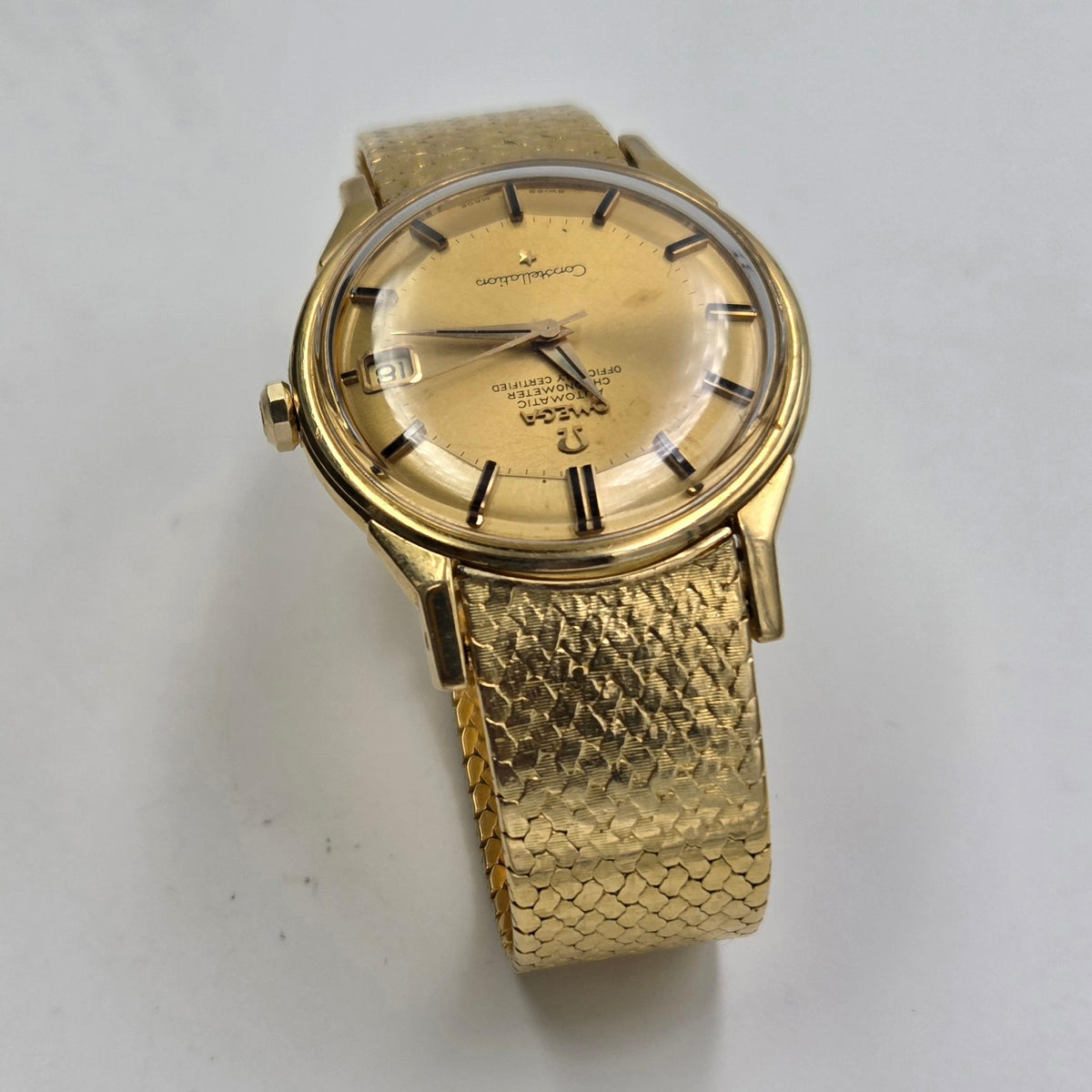 Omega Constellation Grand Luxe Constellation 18k gold dogleg pie pan 168.006