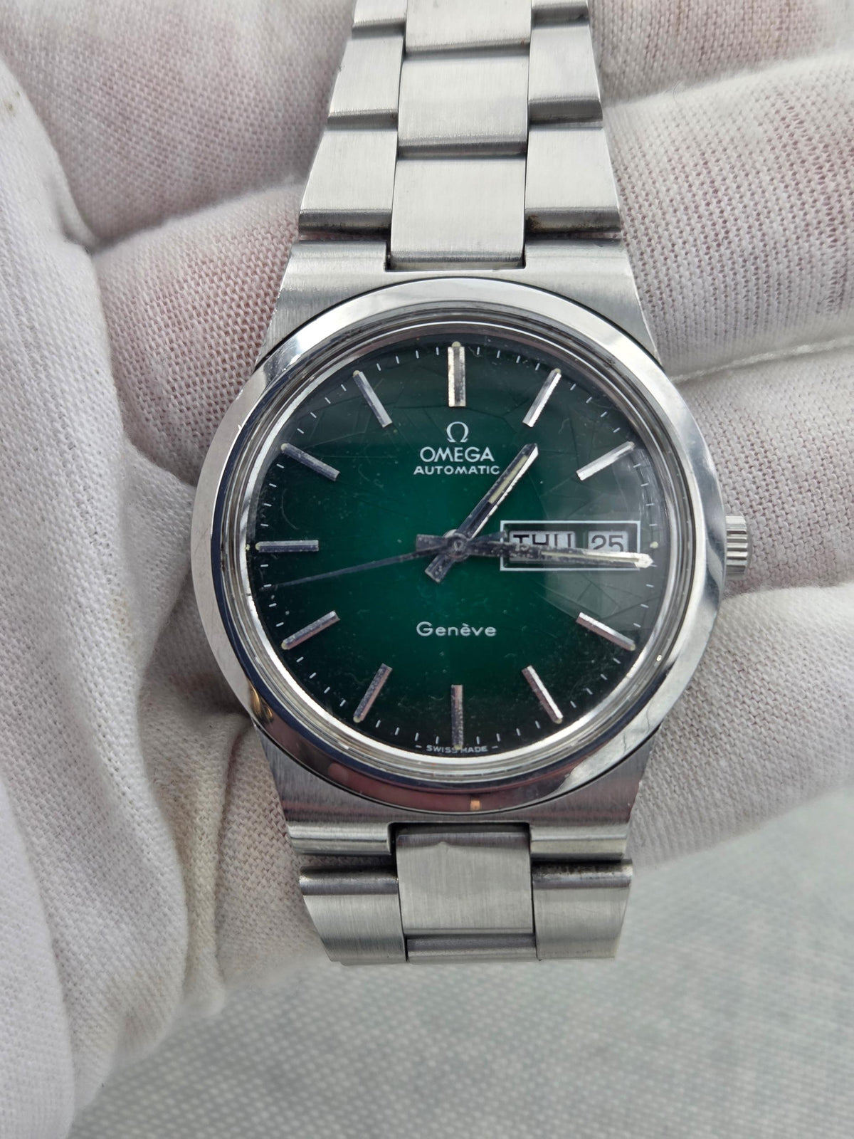 Omega Genève Serviced Day-date green spider dial Genève
