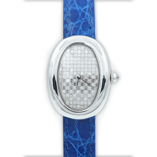 Cartier Baignoire White Gold Quartz with Pavé Dial