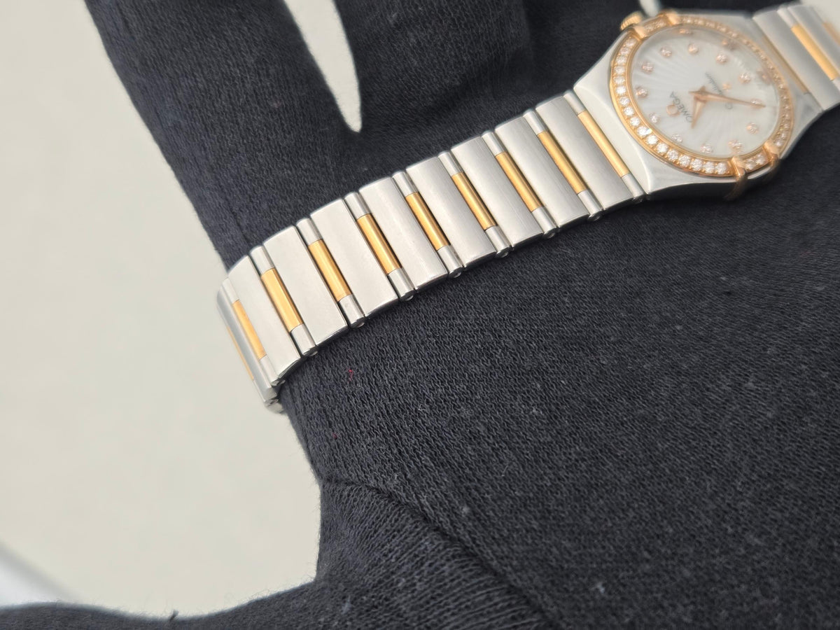 Omega Constellation Lady constellation shell diamonds rose gold
