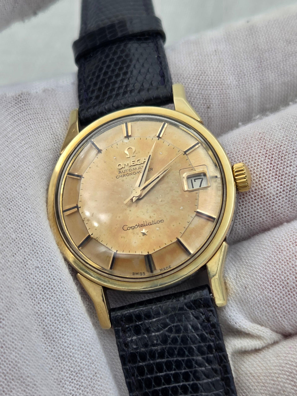 Omega Constellation Serviced Pie pan dogleg gold cap (452)