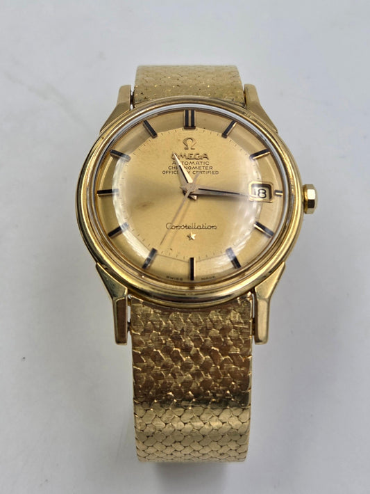Omega Constellation Grand Luxe Constellation 18k gold dogleg pie pan 168.006