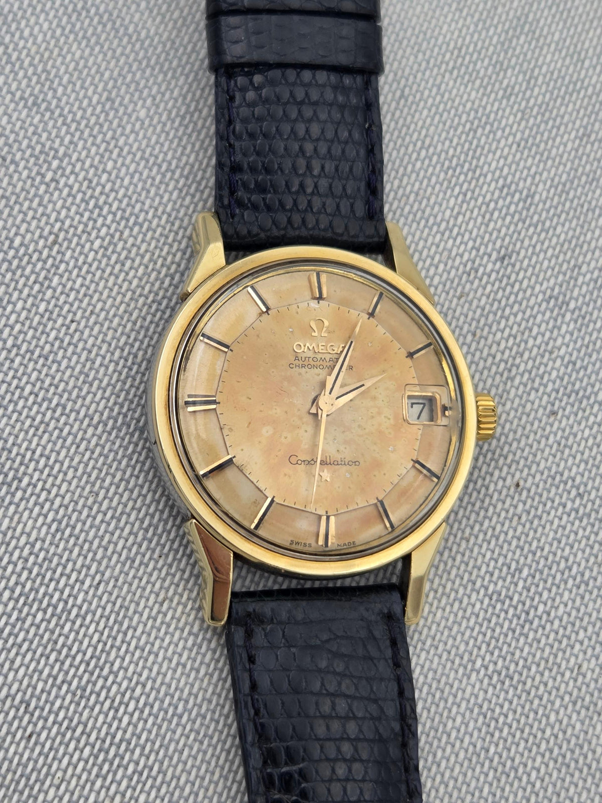Omega Constellation Serviced Pie pan dogleg gold cap (452)