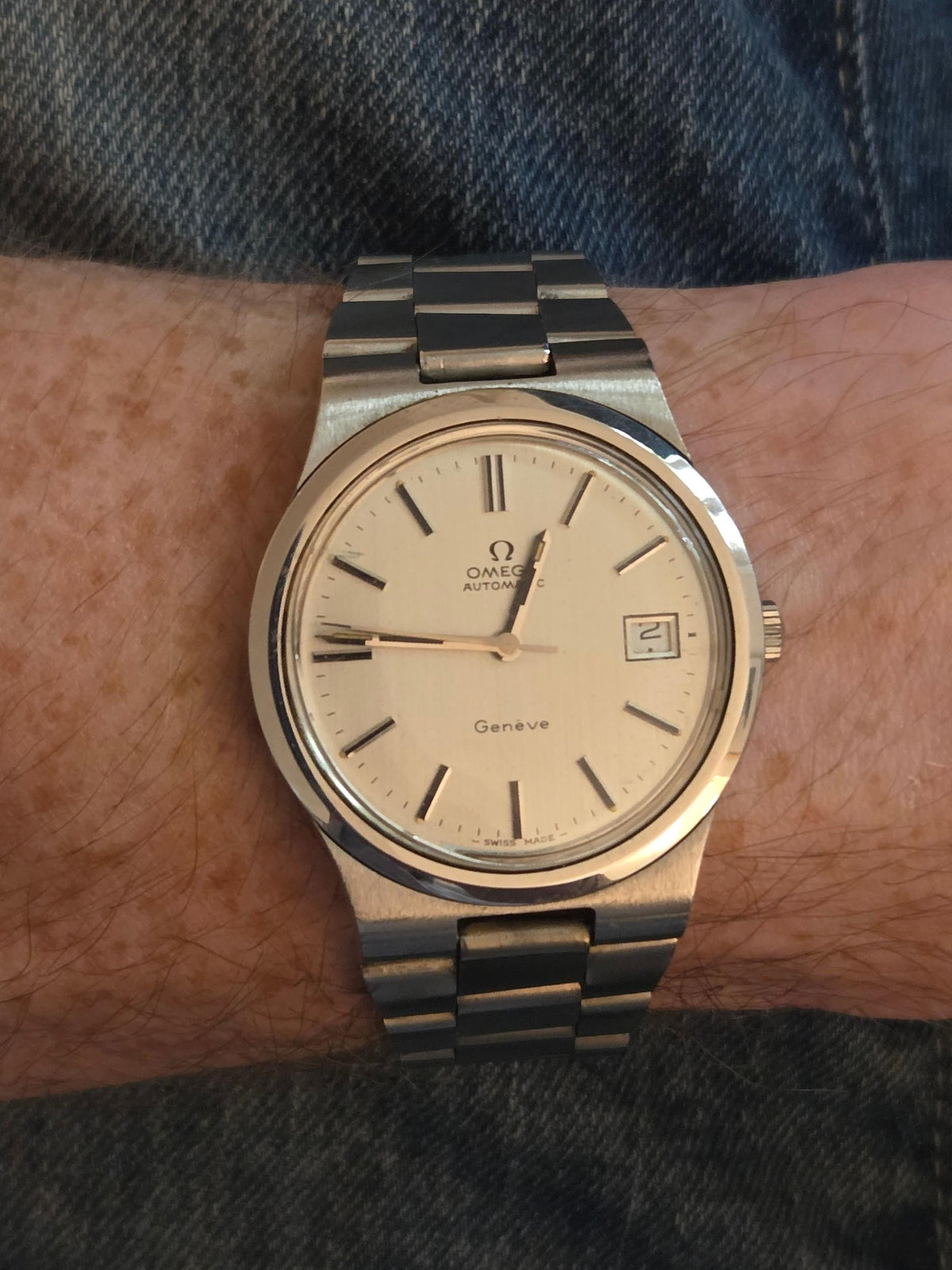 Omega Genève Serviced integrated bracelet genta style 166.0173 (388)