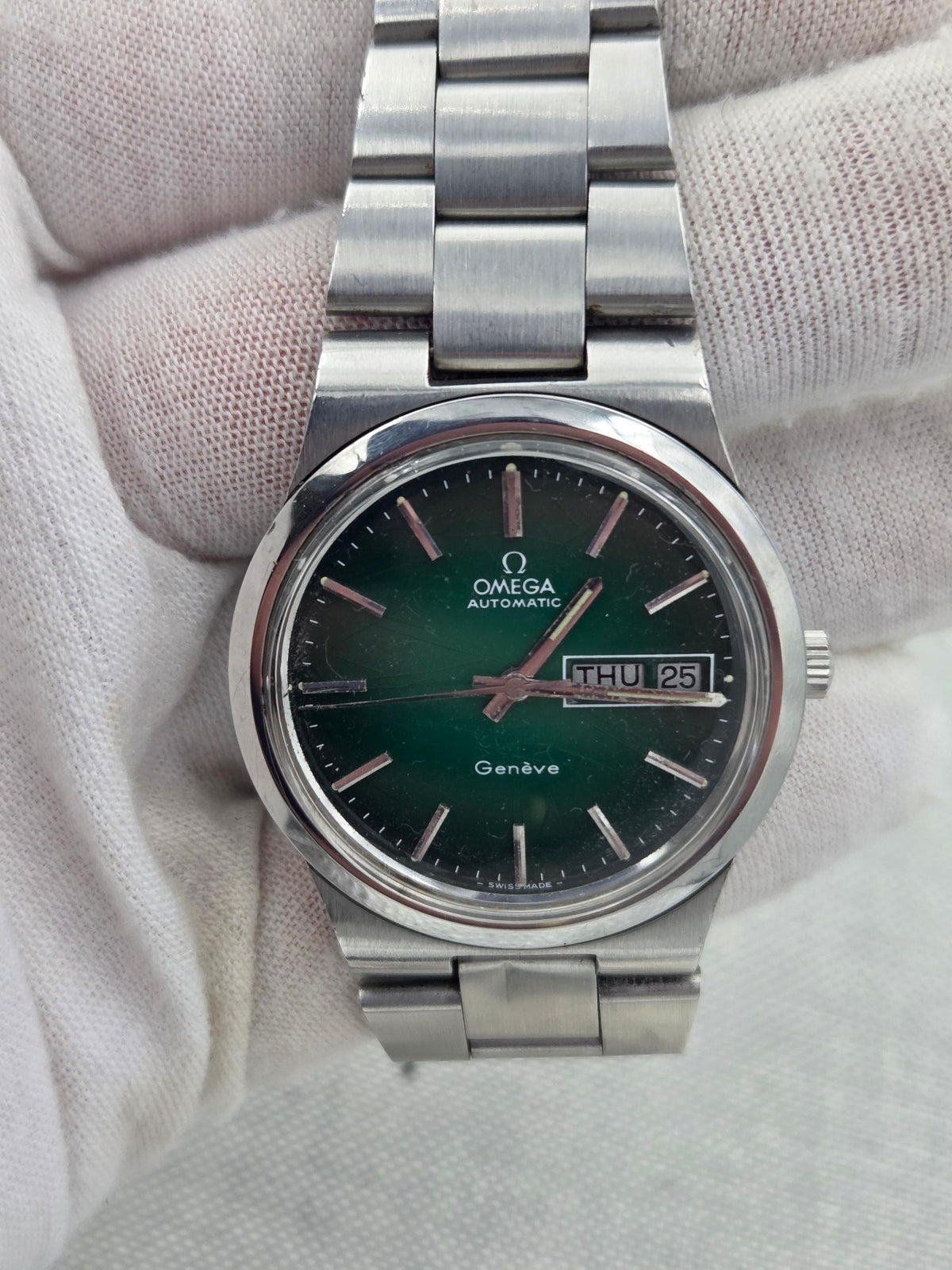 Omega Genève Serviced Day-date green spider dial Genève