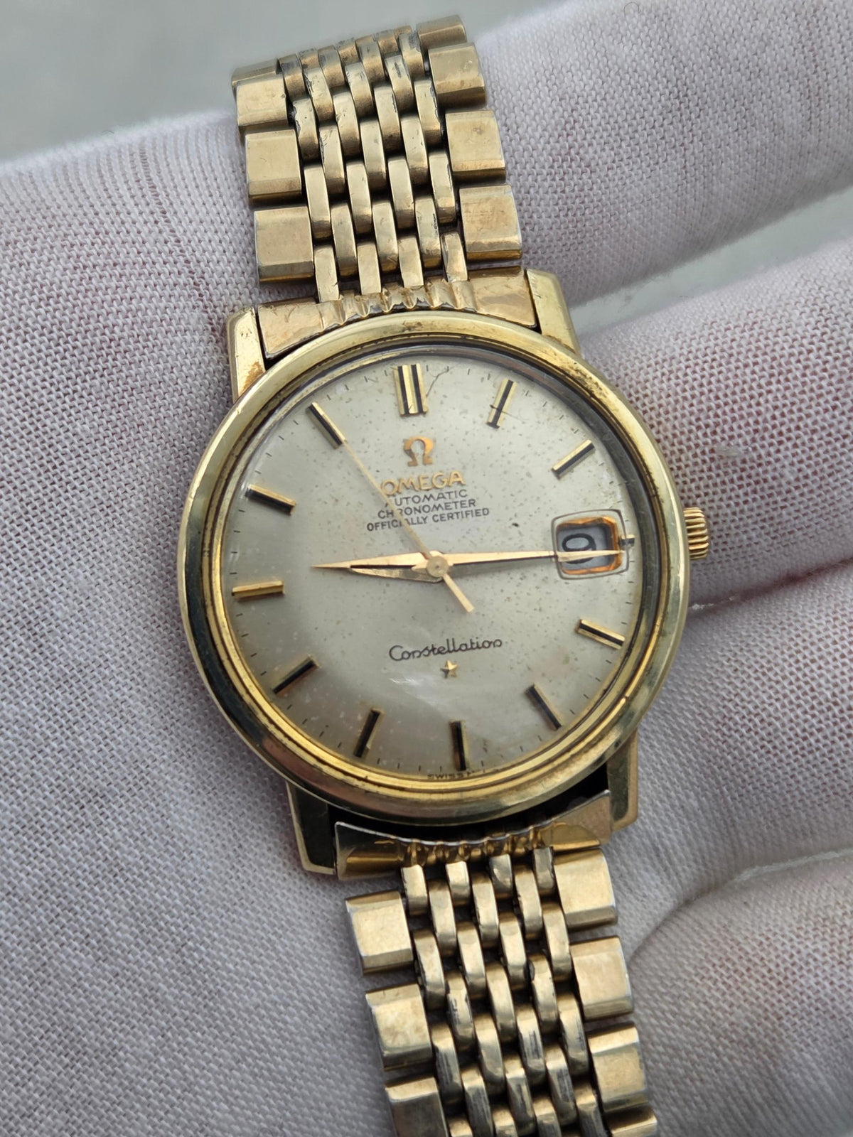 Omega Constellation Serviced Pie pan gold cap (347)