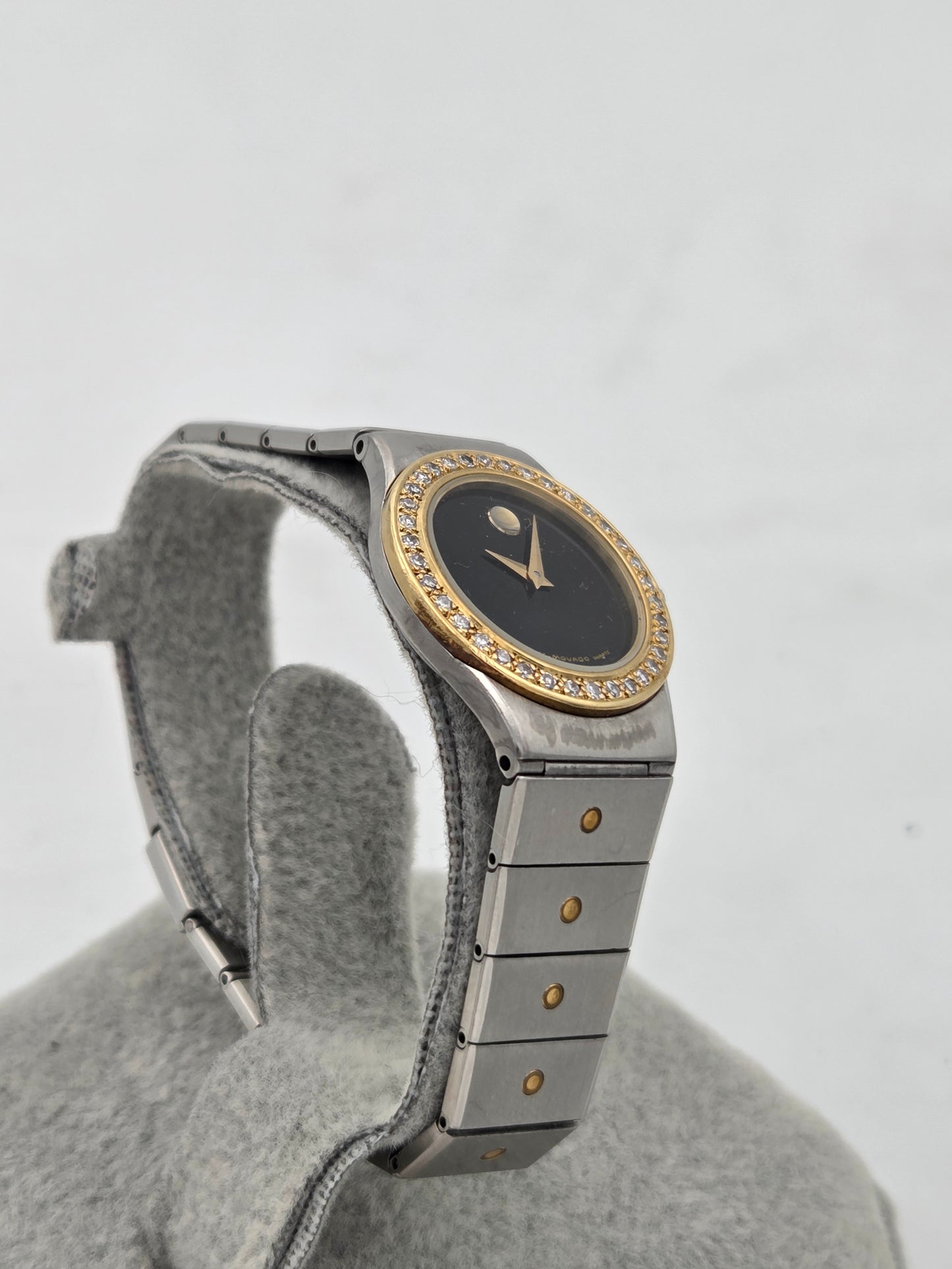 Movado museum lady 24mm quartz diamonds steel and gold 85a1836