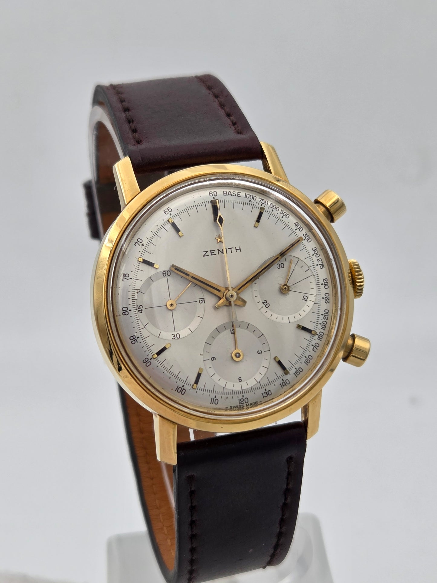 Vintage zenith chronograph stellina 37mm 18k gold cal 146hp 1960