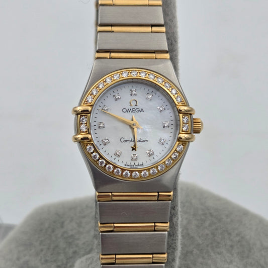 Omega constellation lady mother of pearl dial with diamonds 1267.75.00 22,5mm