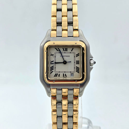 Cartier panthere medium 3 row gold and steel ref 110000R
