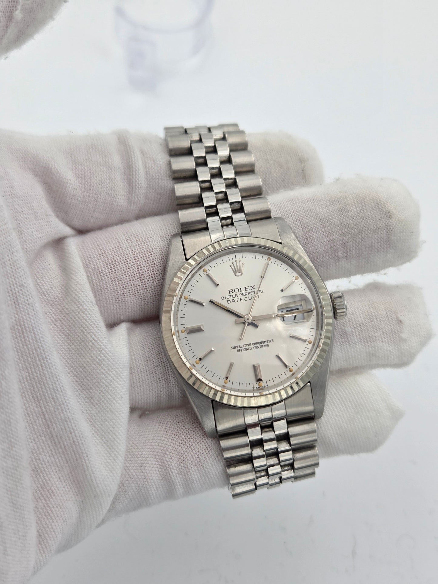 Rolex datejust 36mm 16014 silver dial