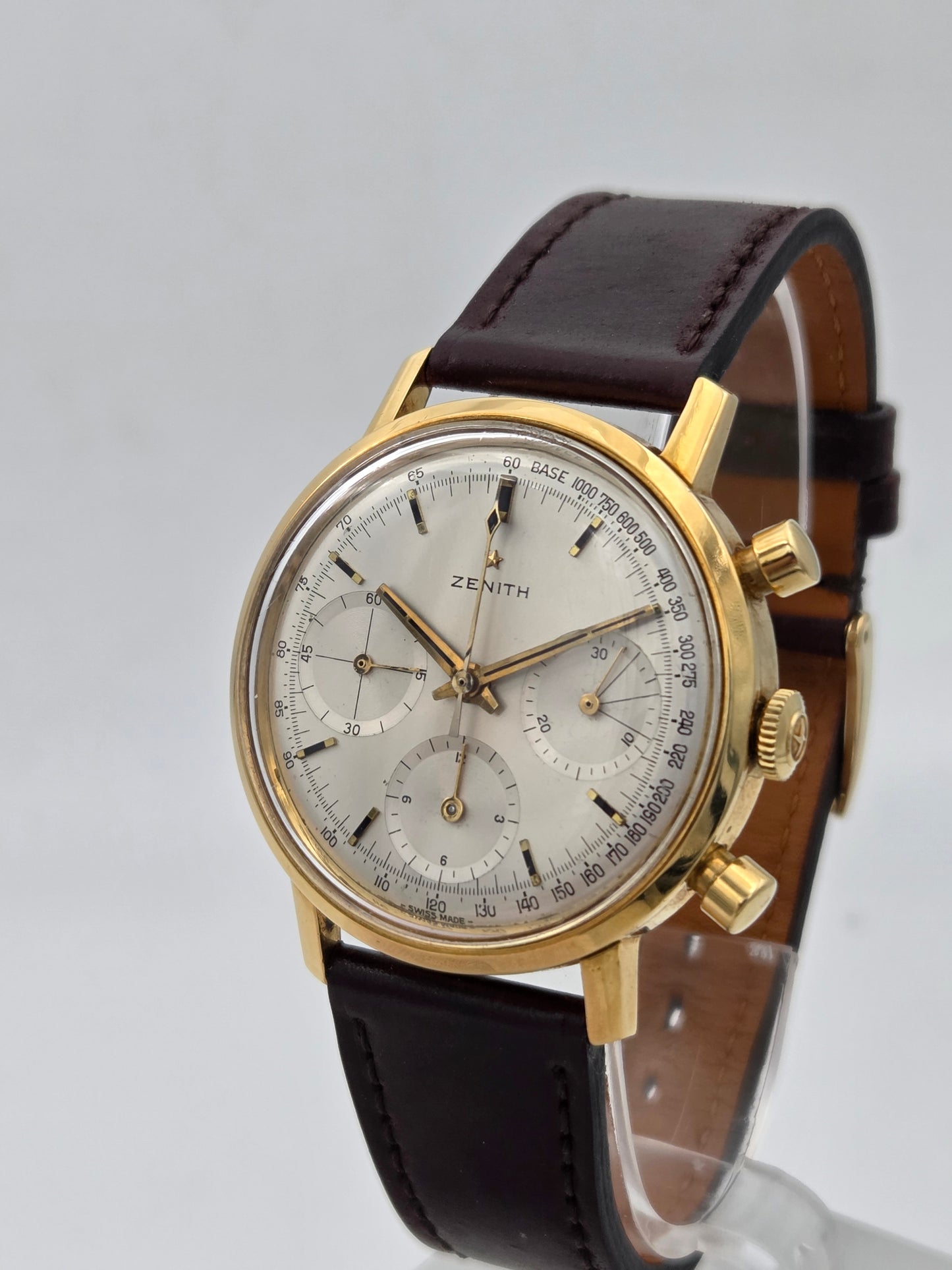 Vintage zenith chronograph stellina 37mm 18k gold cal 146hp 1960