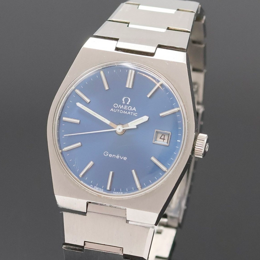 Omega geneve blue dial integrated bracelet 2200€ 166.099 166099 35mm