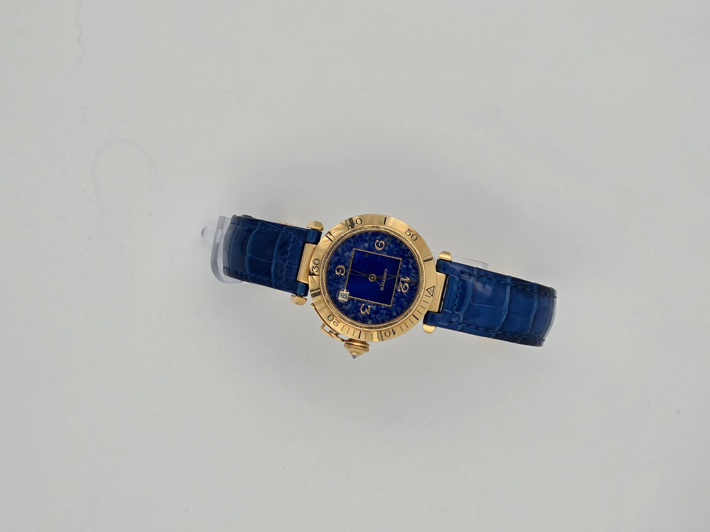 Cartier Pasha 1023 lapis lazuli dial, 18k gold case