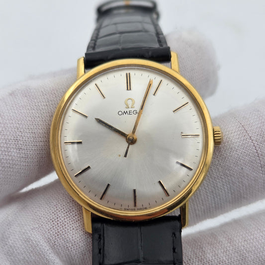 Omega classic ultra thin 18k gold 34mm manual from 1966 cal 601