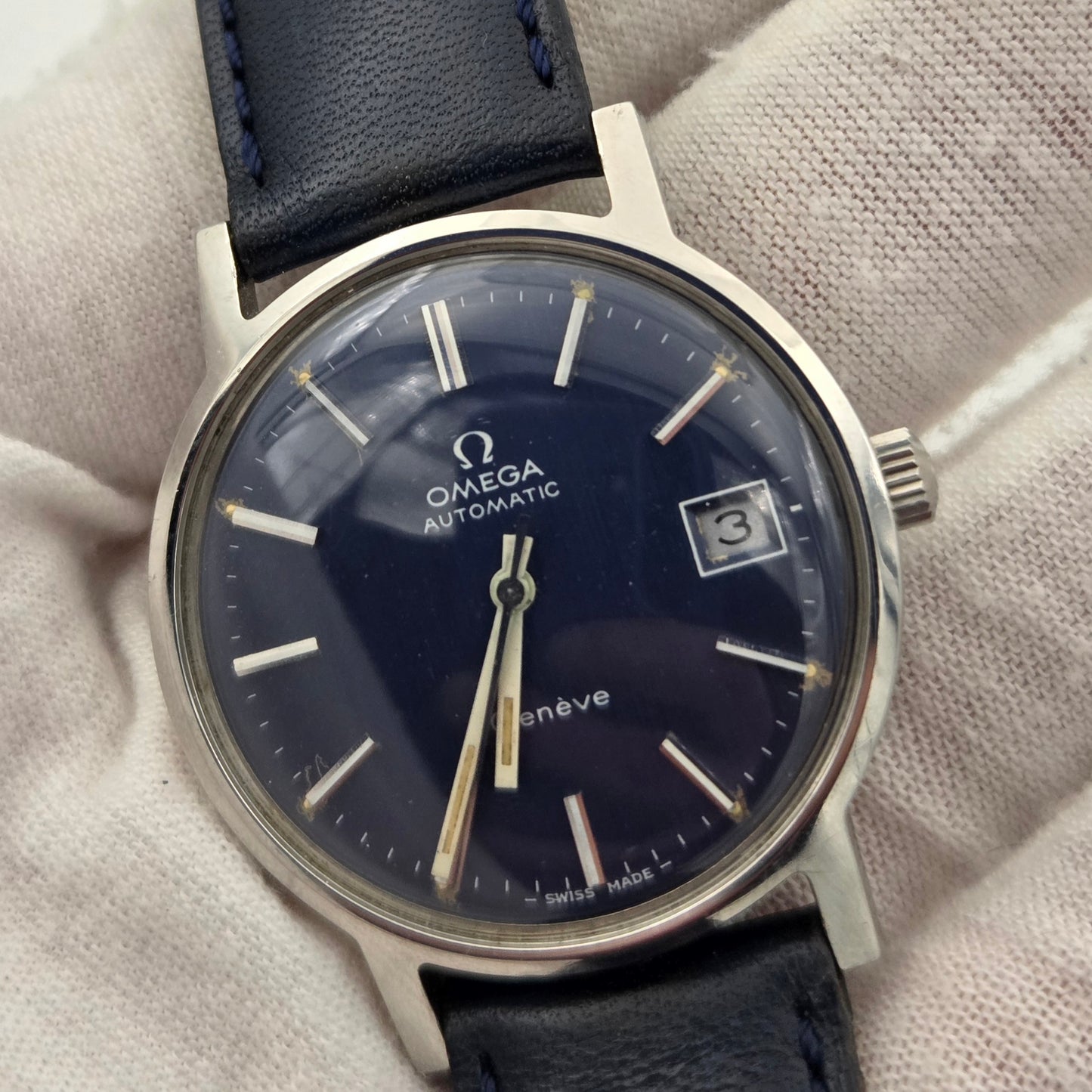 Omega 166.0163 geneve 35mm automatic blue dial