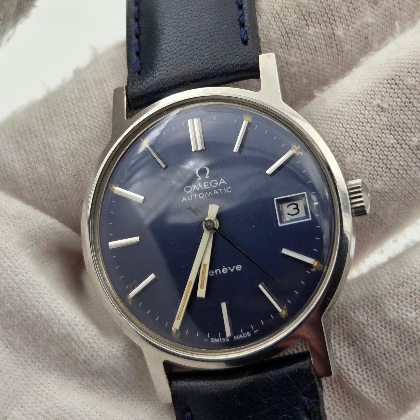 Omega 166.0163 geneve 35mm automatic blue dial