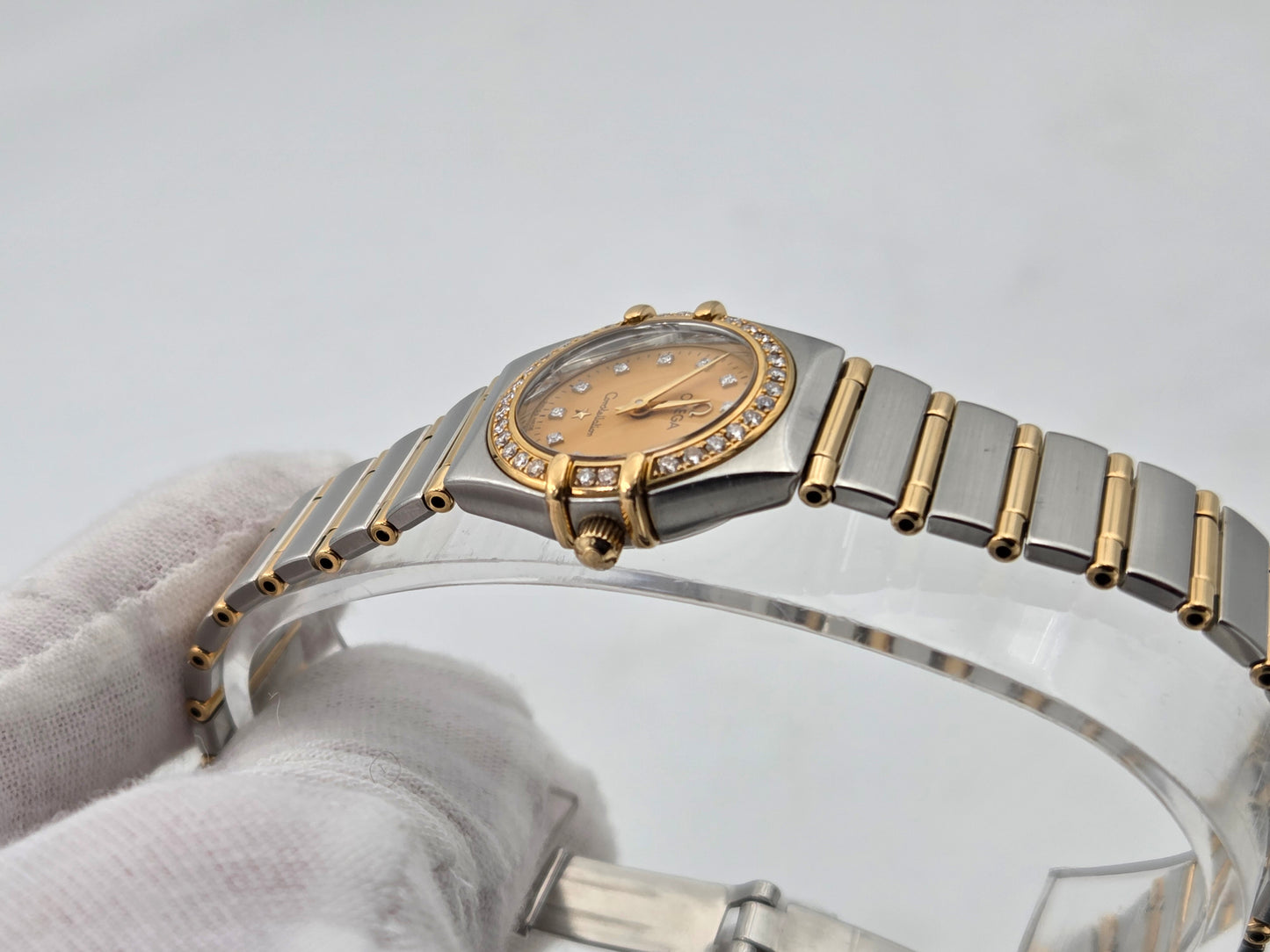 Omega lady constellation 22mm diamonds steel and gold ref 1267.75.00