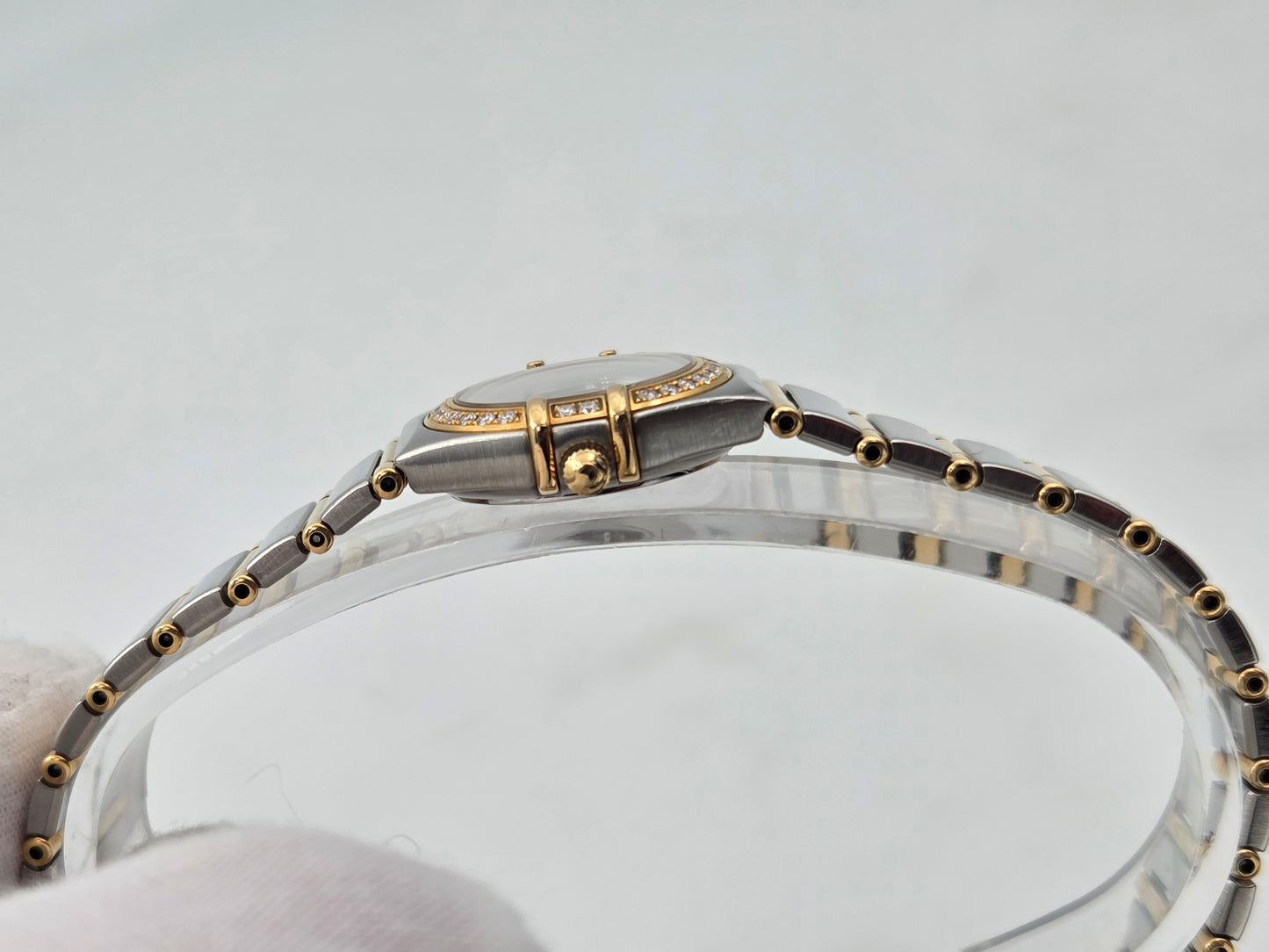 Omega lady constellation 22mm diamonds steel and gold ref 1267.75.00