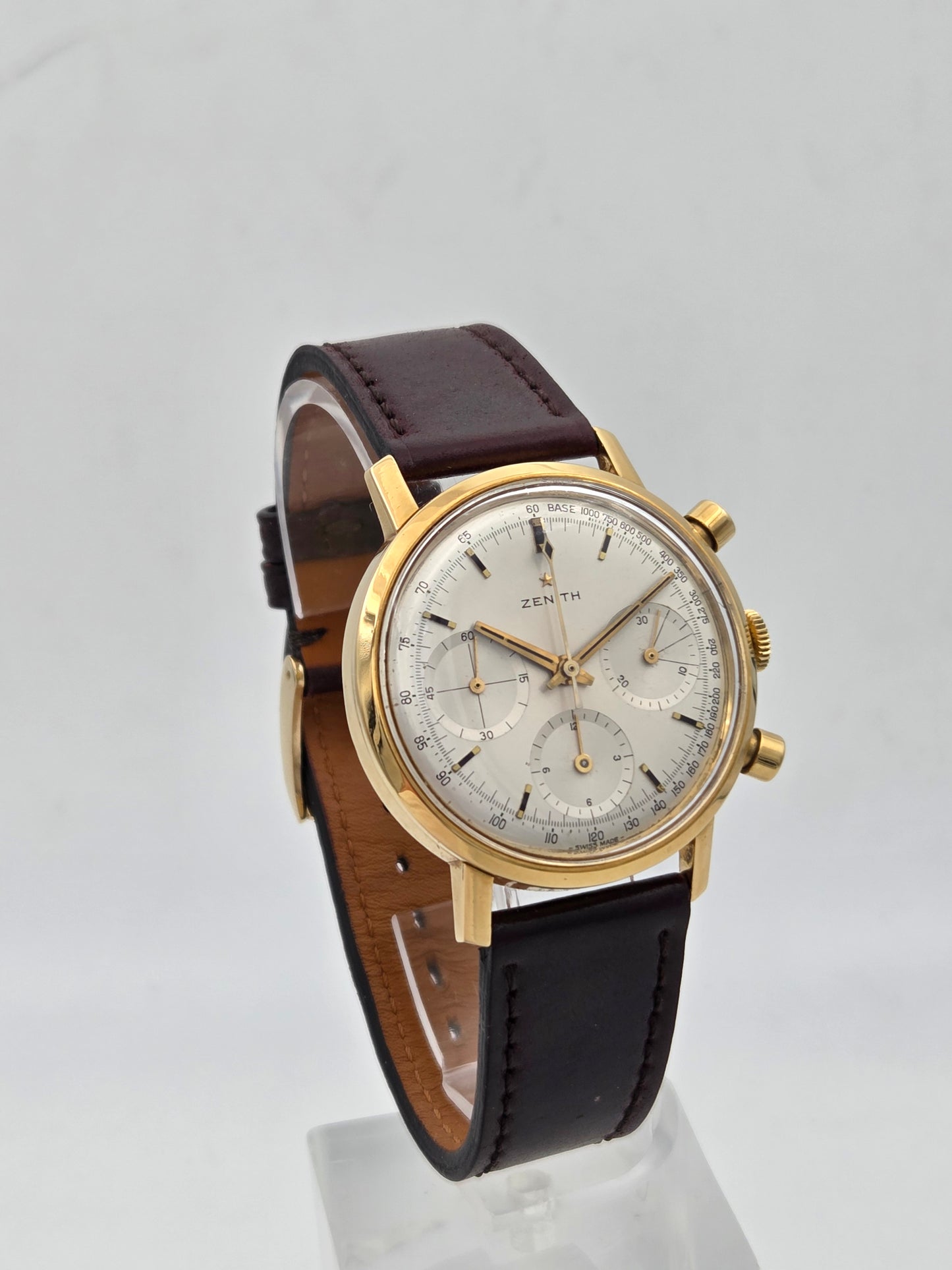 Vintage zenith chronograph stellina 37mm 18k gold cal 146hp 1960