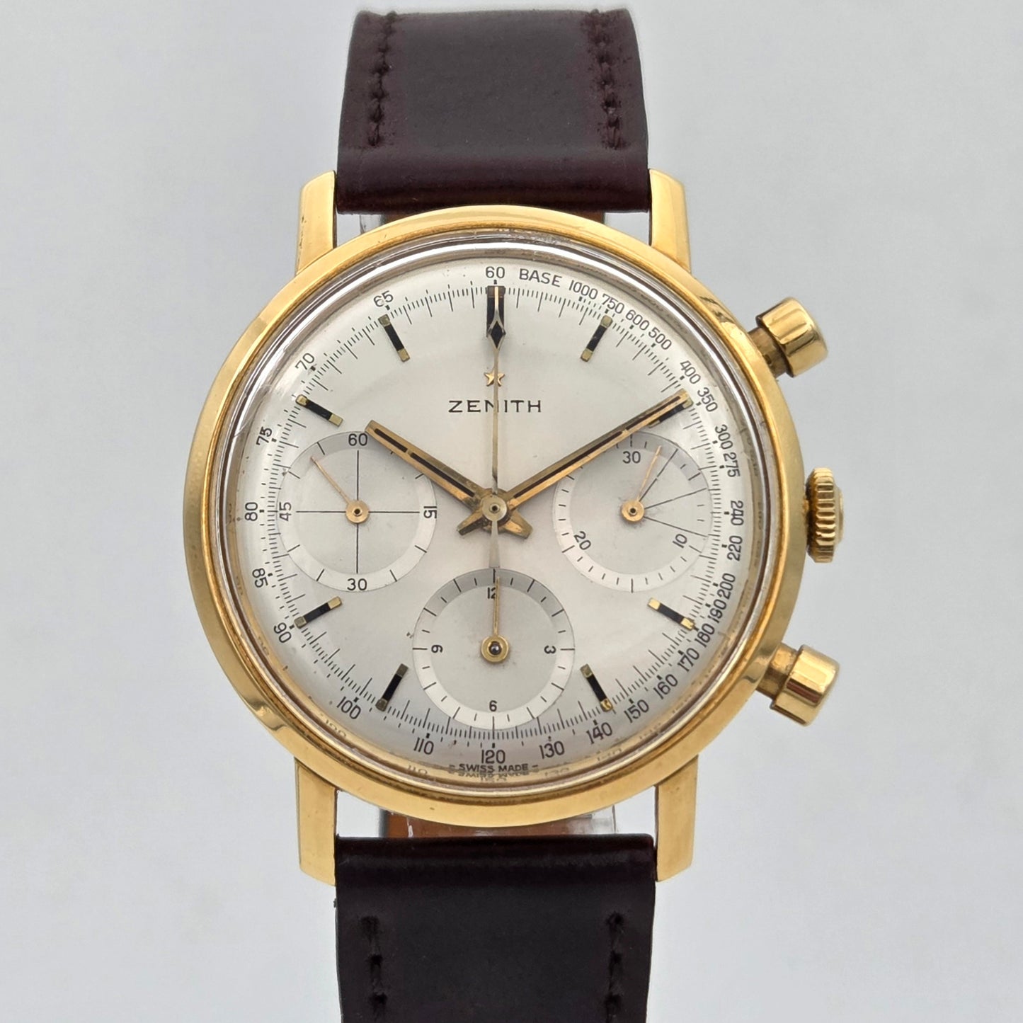 Vintage zenith chronograph stellina 37mm 18k gold cal 146hp 1960