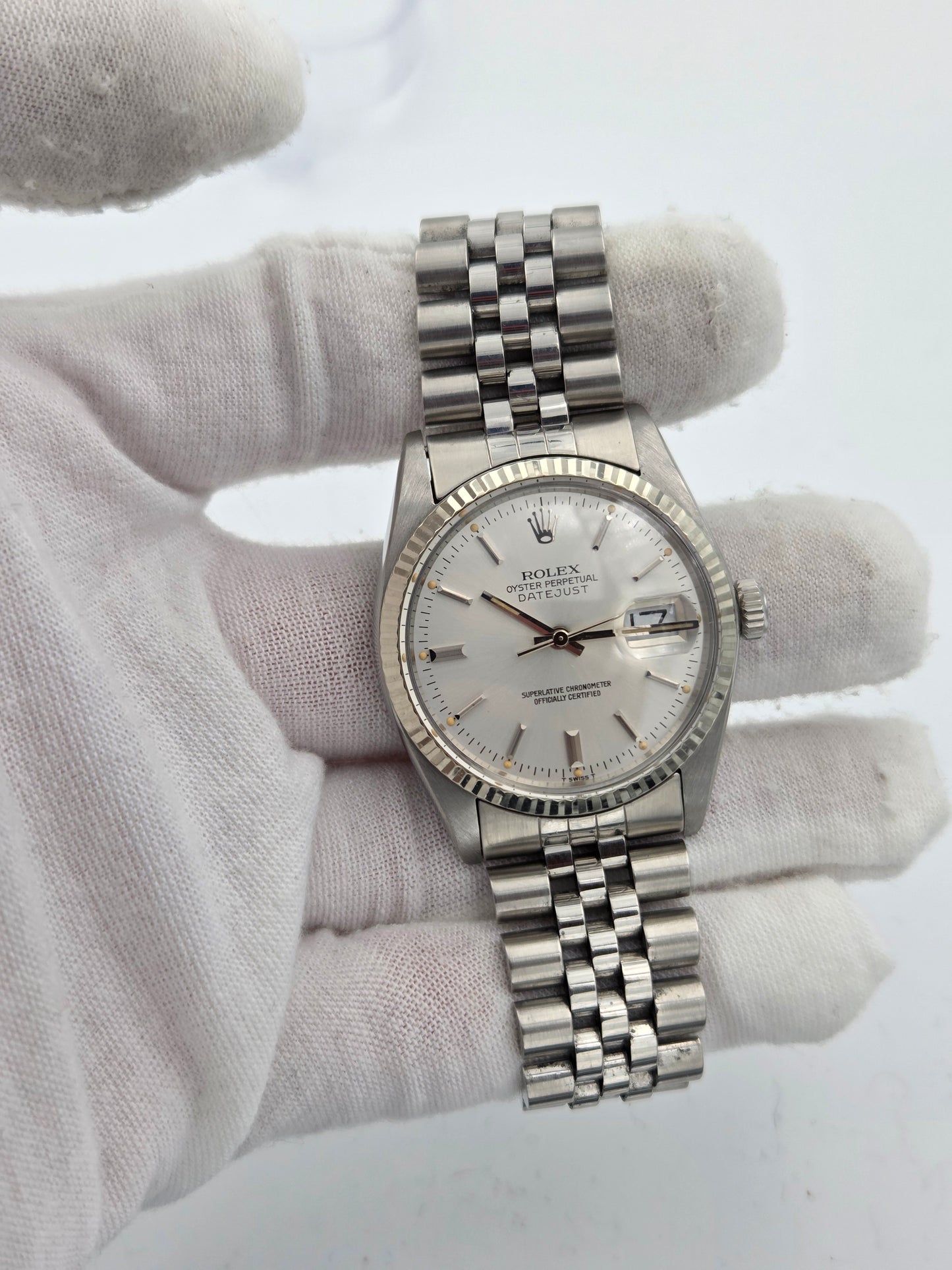 Rolex datejust 36mm 16014 silver dial