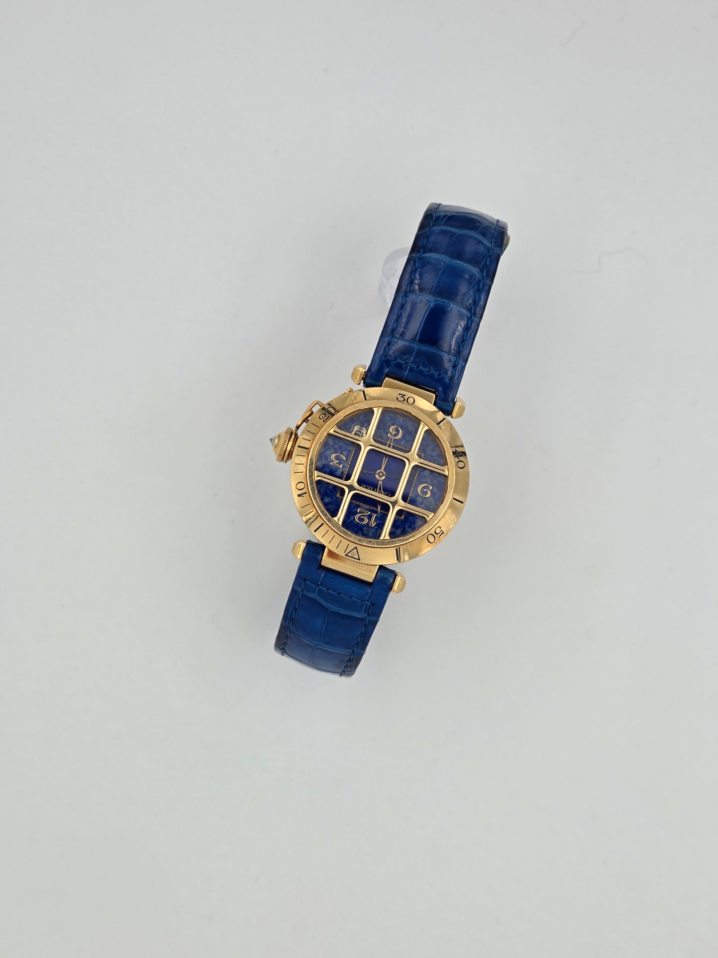 Cartier Pasha 1023 lapis lazuli dial, 18k gold case