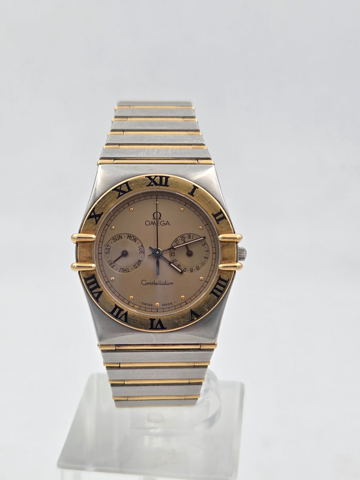 Omega Constellation day date owl Manhattan ref 396.1070 397.1080 steel and gold full bar