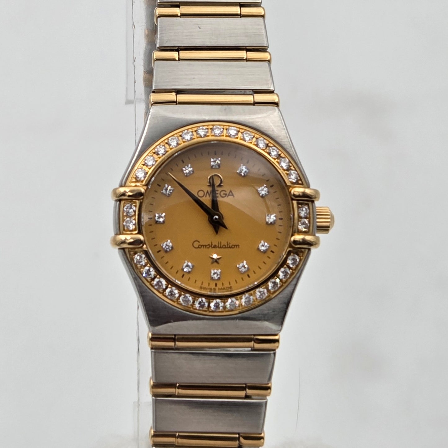 Omega lady constellation 22mm diamonds steel and gold ref 1267.75.00