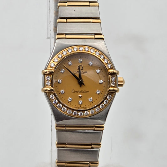 Omega lady constellation 22mm diamonds steel and gold ref 1267.75.00