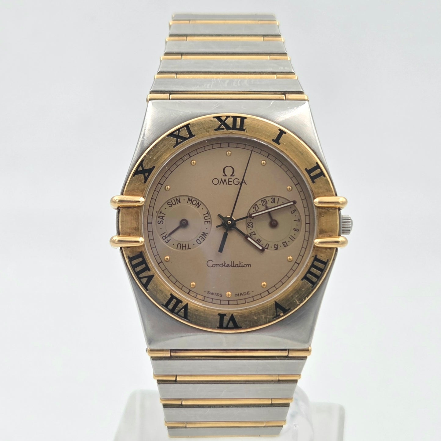 Omega Constellation day date owl Manhattan ref 396.1070 397.1080 steel and gold full bar