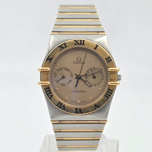 Omega Constellation day date owl Manhattan ref 396.1070 397.1080 steel and gold full bar