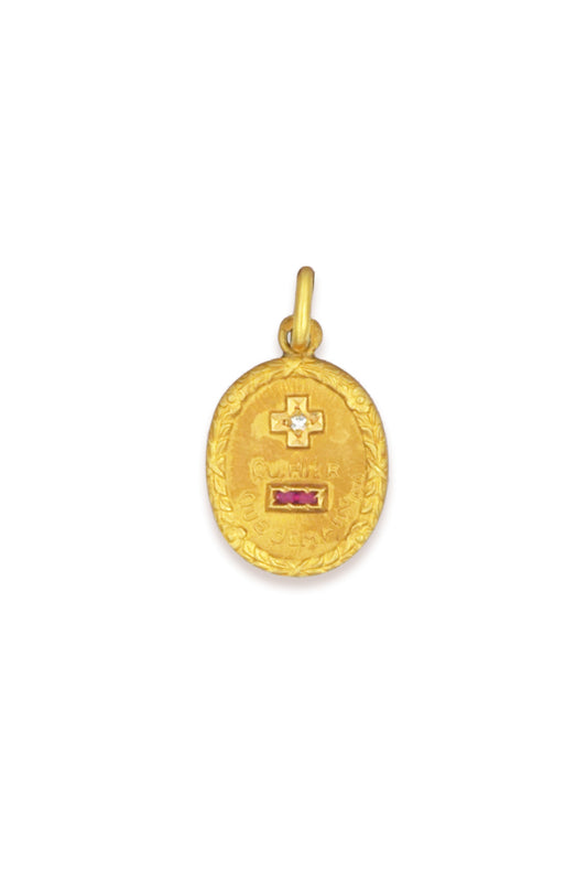 Vintage Augis Love Pendant "Plus qu'hier moins que demain" 18K Small
