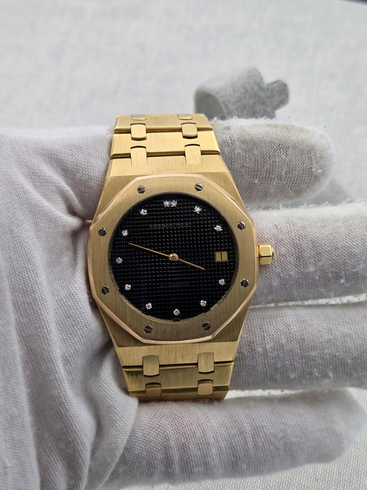 Audemars Piguet Royal Oak Jumbo Extremely Rare black diamonds dial 5402ba