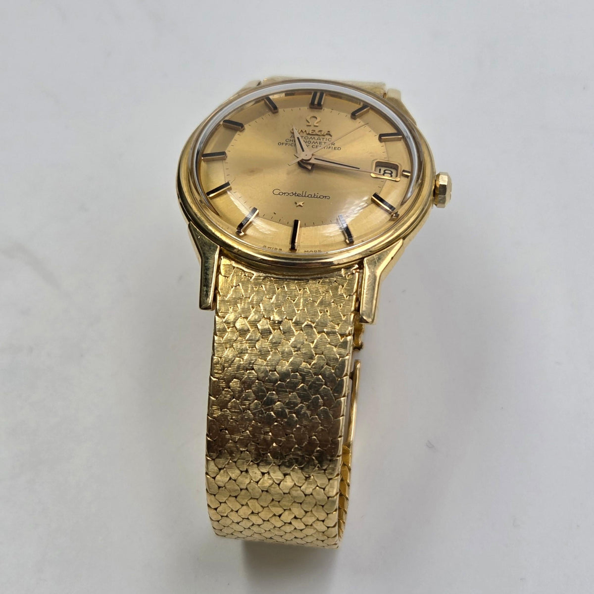 Omega Constellation Grand Luxe Constellation 18k gold dogleg pie pan 168.006