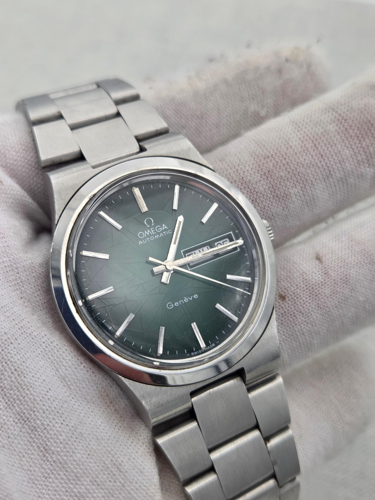 Omega Genève Serviced Day-date green spider dial Genève