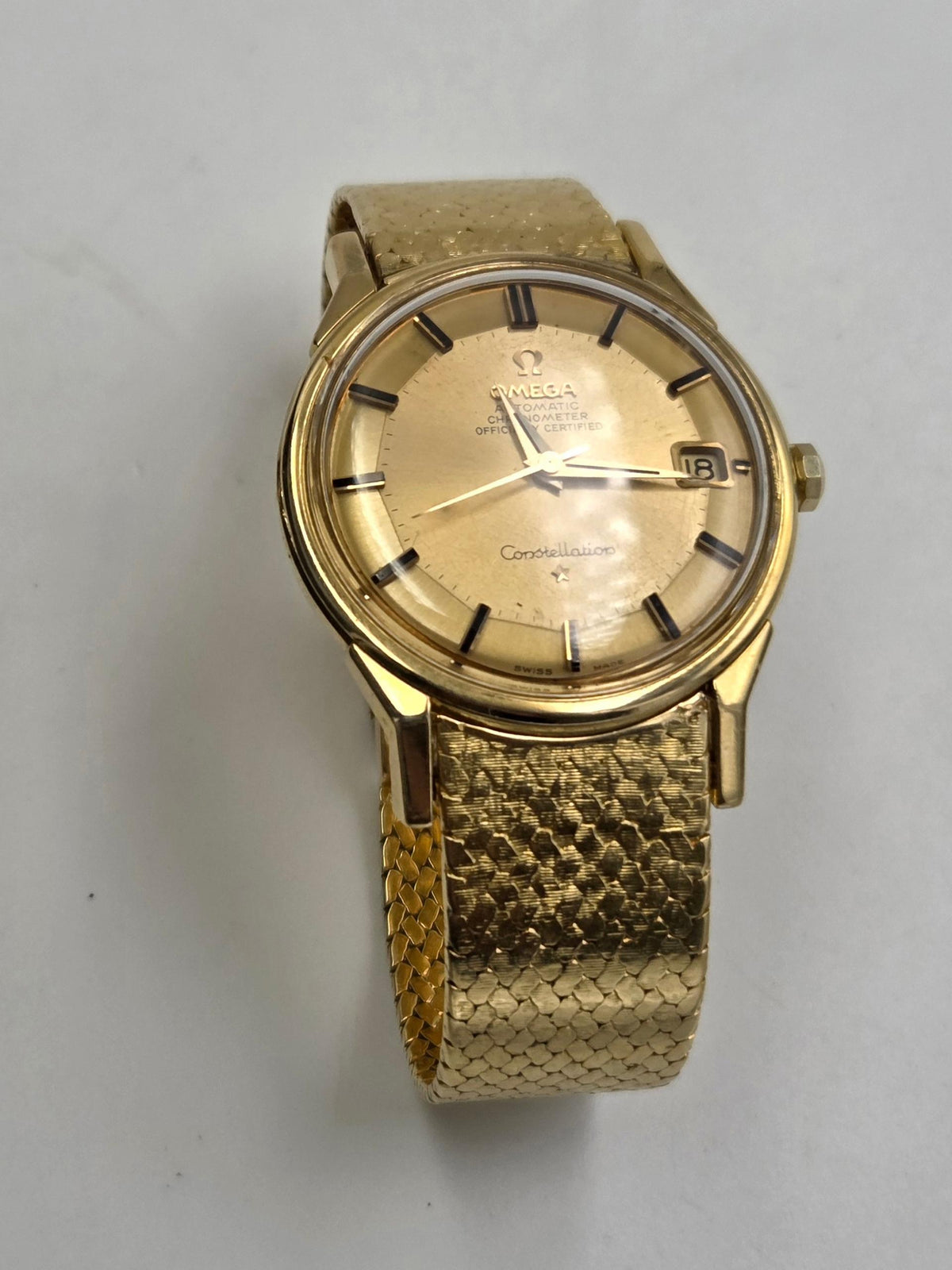 Omega Constellation Grand Luxe Constellation 18k gold dogleg pie pan 168.006