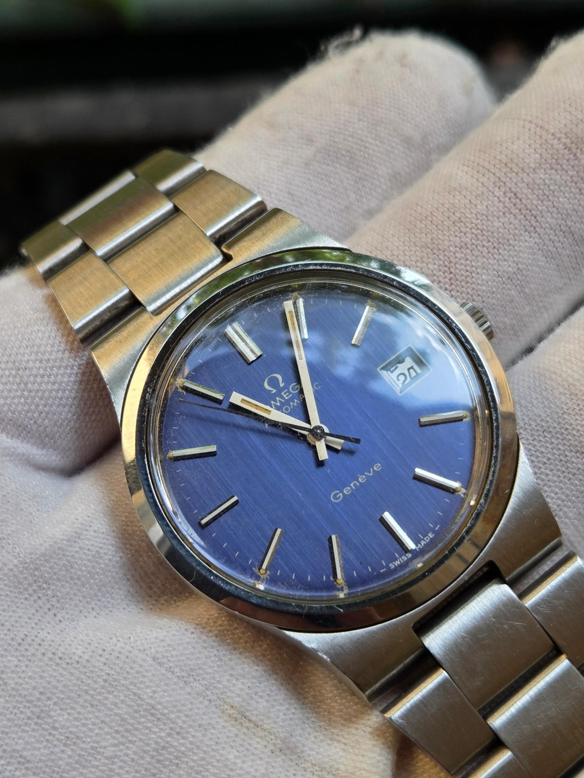 Omega Geneve Serviced 1y warranty original blue dial 166.0173 (407)